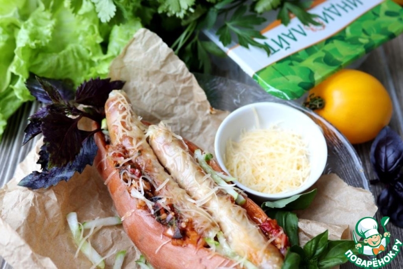 Саб-сэндвич из батата с колбасками