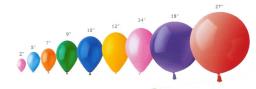 Какого размера бывают воздушные шарики