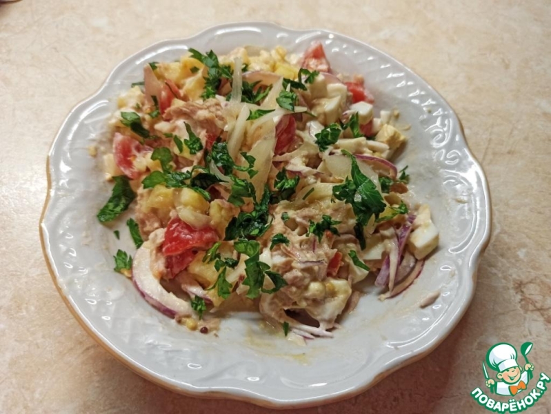Овощной салат с тунцом и имбирём